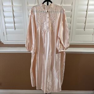Vintage Ilise Stevens Victorian Style Pink Satin Nightgown Romantic Pink Sz 3X